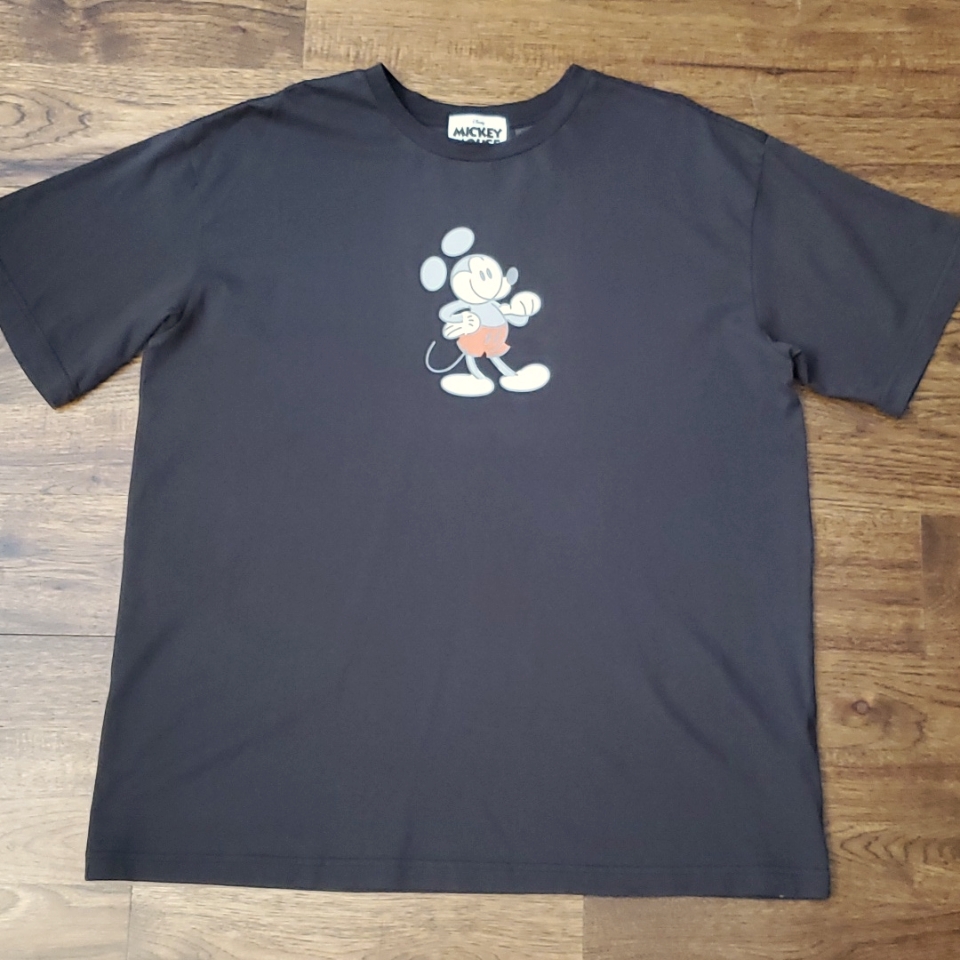 Adult Unisex Disney Mickey Mouse Print Black T-Shirt Size L
